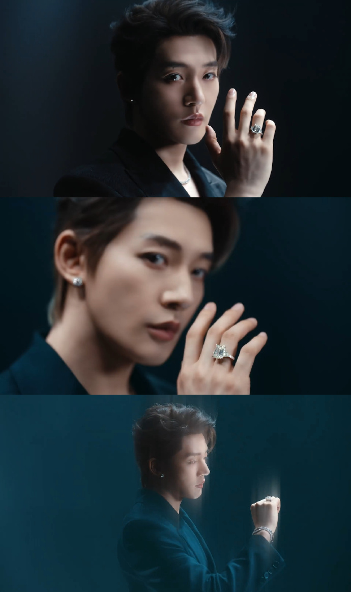 鄧為深V西裝和天然鉆石好配/壹號(hào)娛樂